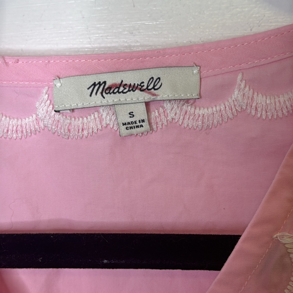 Madewell Pink Wrap Blouse with Tie Front - Picture 2 of 9